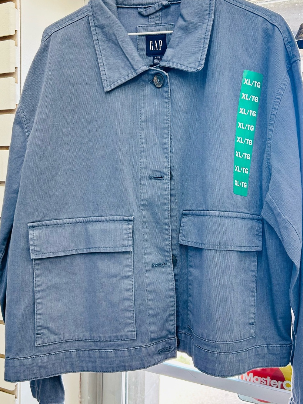 GAP Women's Slate Blue Cotton Utility Jacket